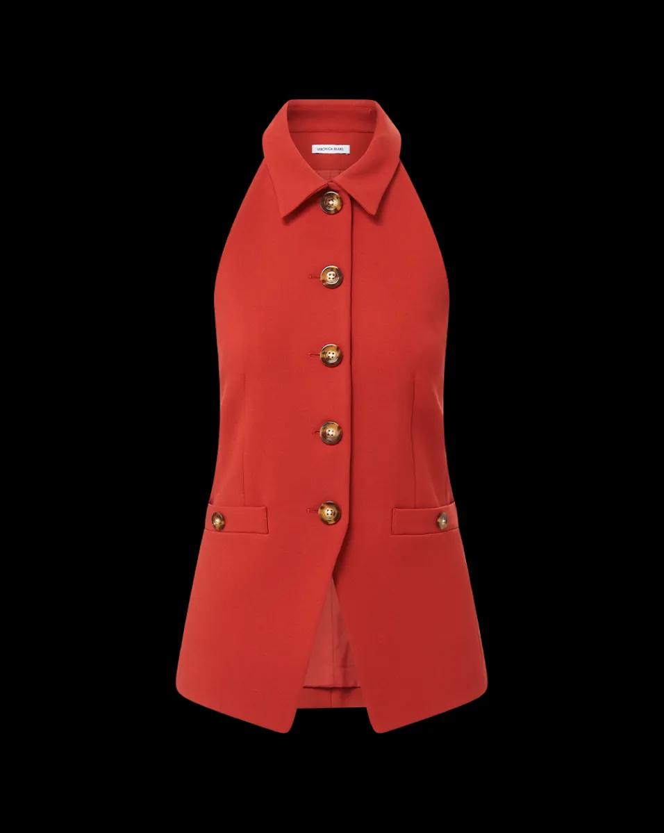 Orlinda Vest in Brick Red>Veronica Beard Online