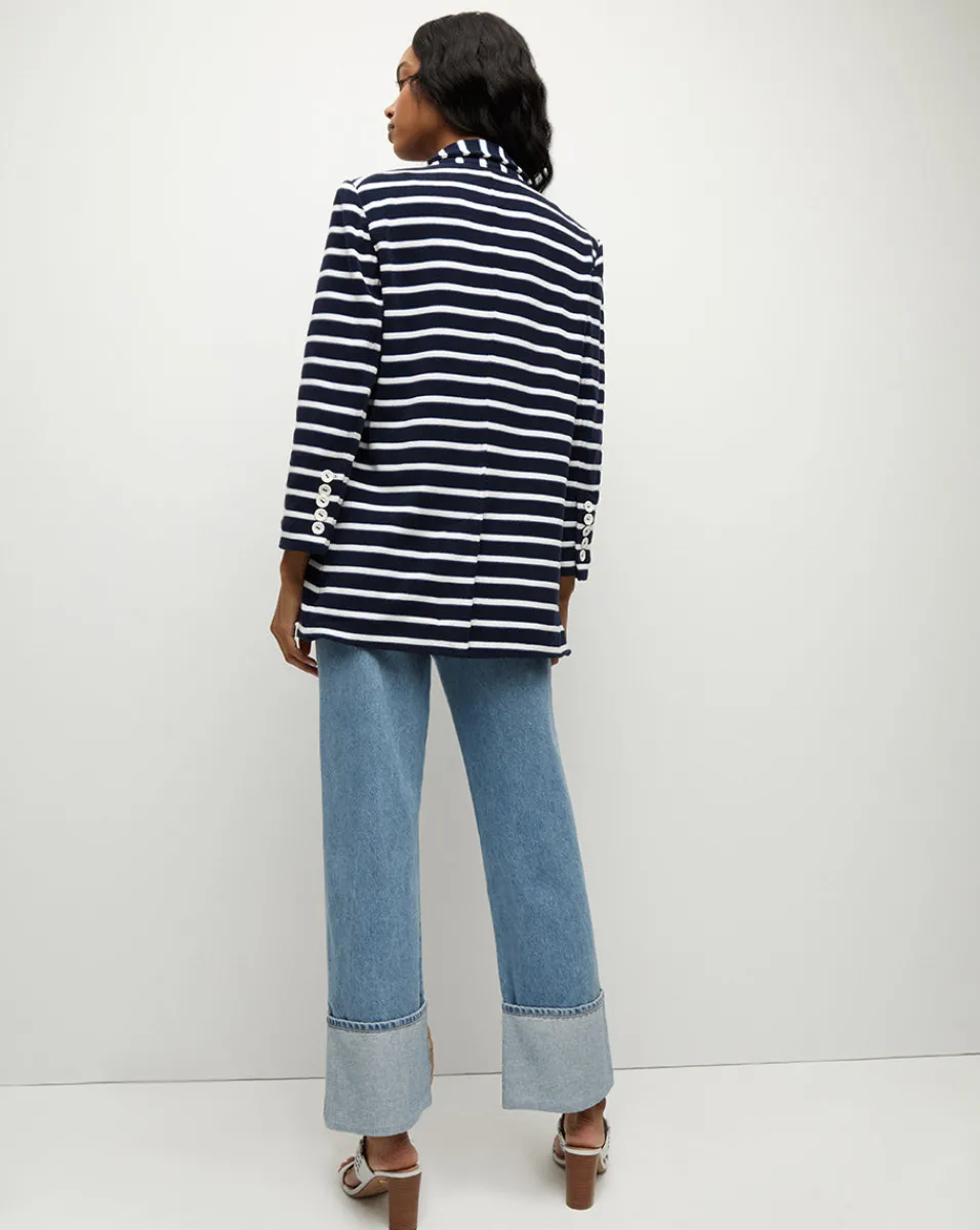 Ortiz Terrycloth Jacket in Marine/Off-White/Blue Surf>Veronica Beard