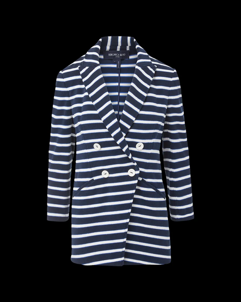 Ortiz Terrycloth Jacket in Marine/Off-White/Blue Surf>Veronica Beard