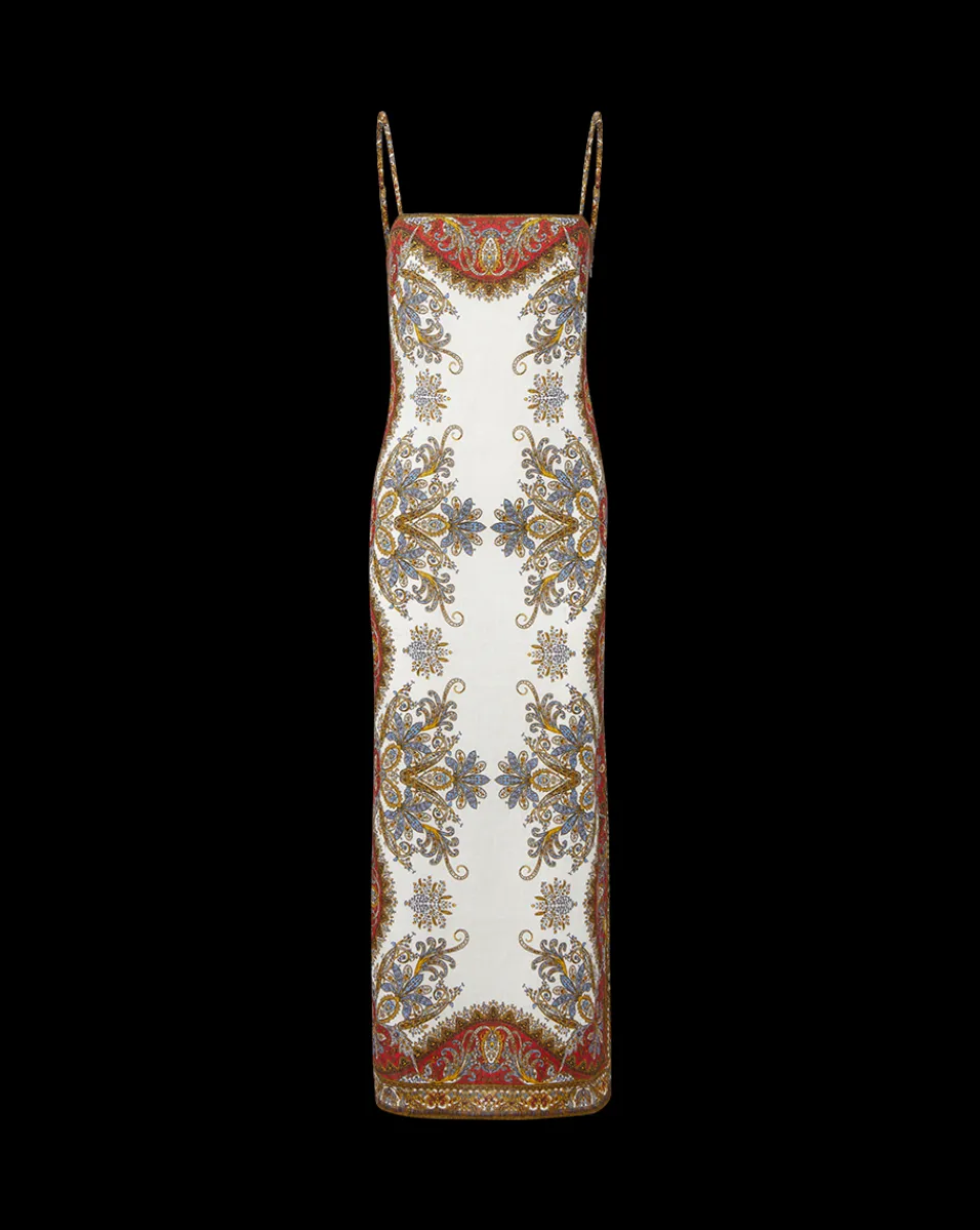 Petra Linen Maxi Dress in Cream & Red>Veronica Beard Best