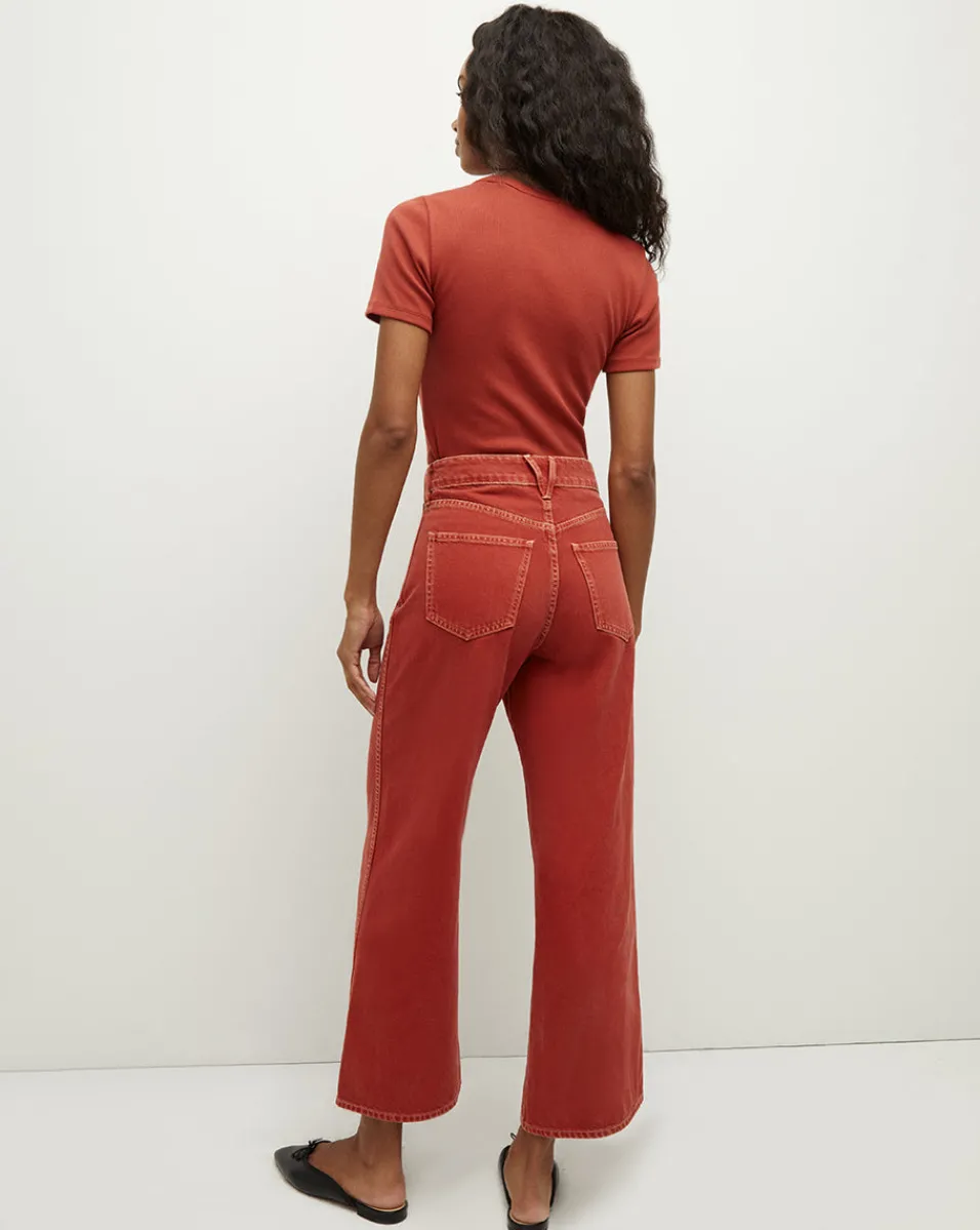 Pruitt Ribbed Tee in Brick Red>Veronica Beard Discount