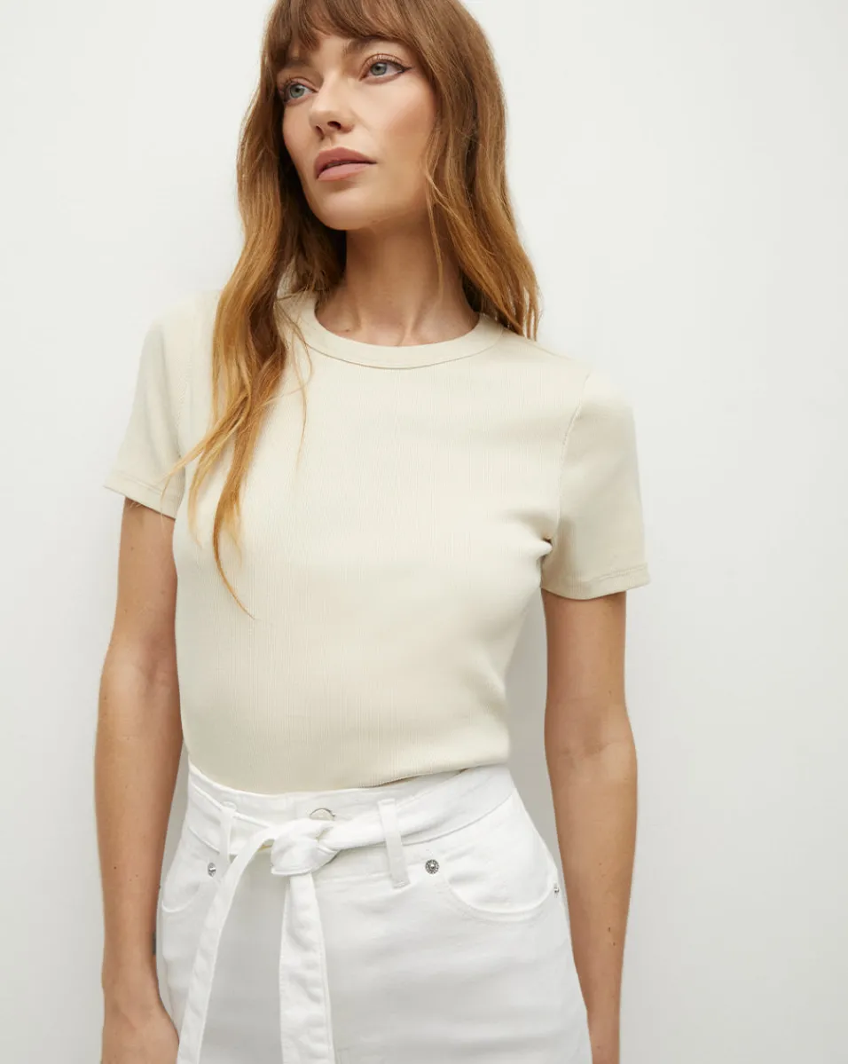 Pruitt Ribbed Tee in>Veronica Beard