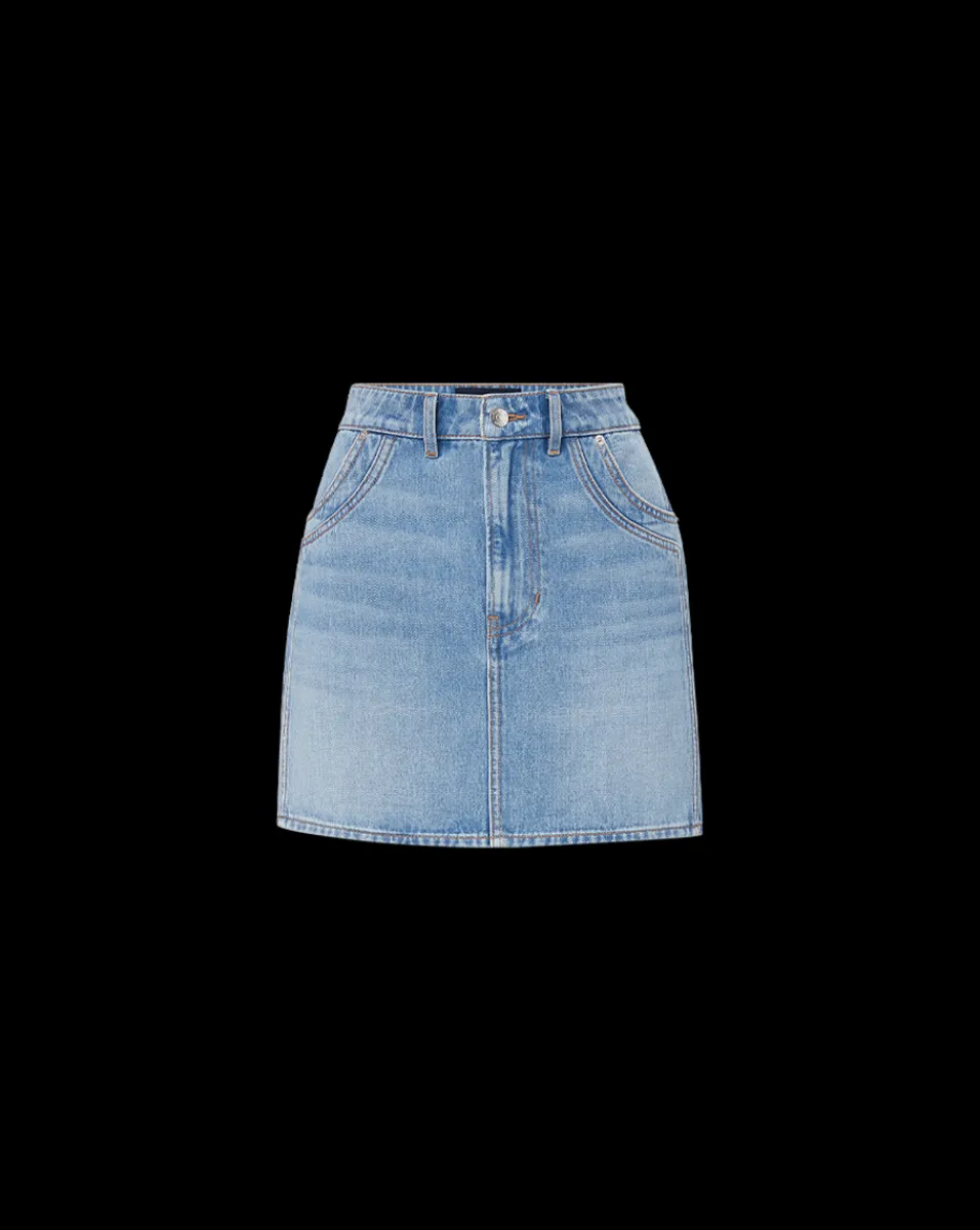 Raundi Double-Seam Denim Skirt in>Veronica Beard Sale