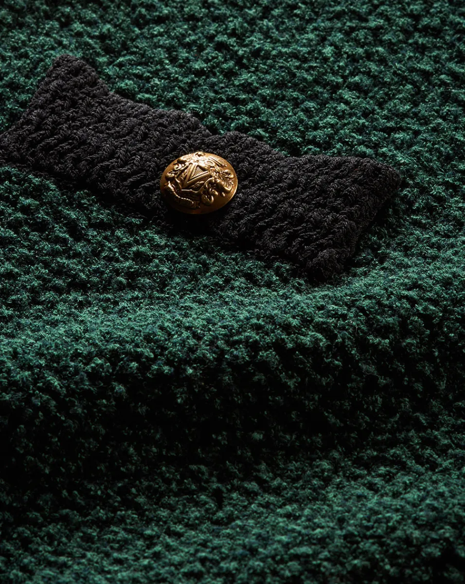 Rivka Tweed Skirt in Dark Green & Black>Veronica Beard New