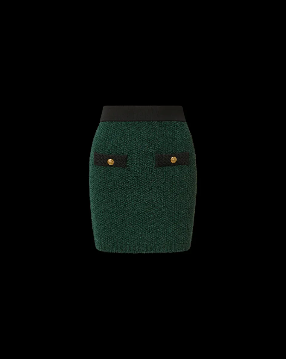 Rivka Tweed Skirt in Dark Green & Black>Veronica Beard New