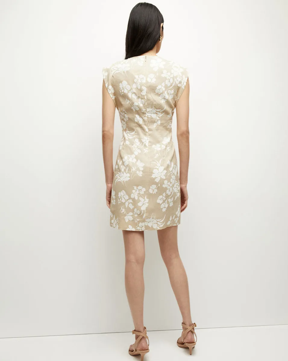 Rosedale Stretch-Linen Dress in Stone Khaki/Off-White>Veronica Beard Online