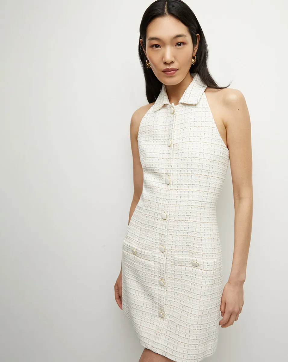 Roxanne Tweed Dress in Ivory Multi>Veronica Beard Hot