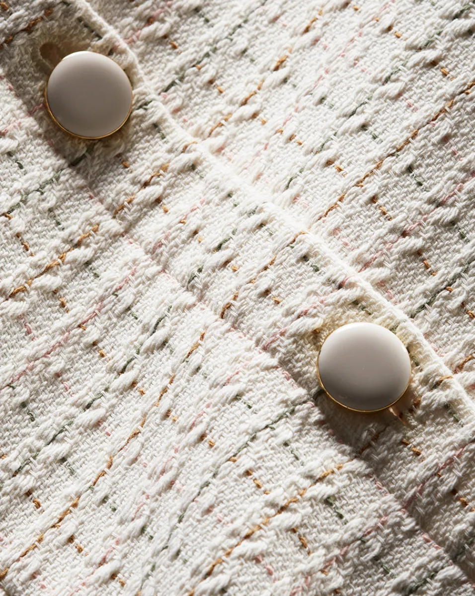 Roxanne Tweed Dress in Ivory Multi>Veronica Beard Hot