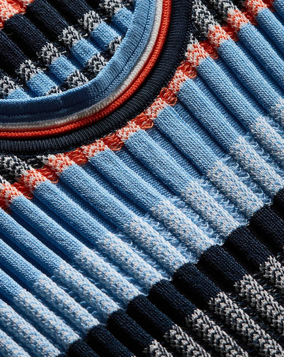 Sandra Ribbed Tank in Blue Multi>Veronica Beard Discount