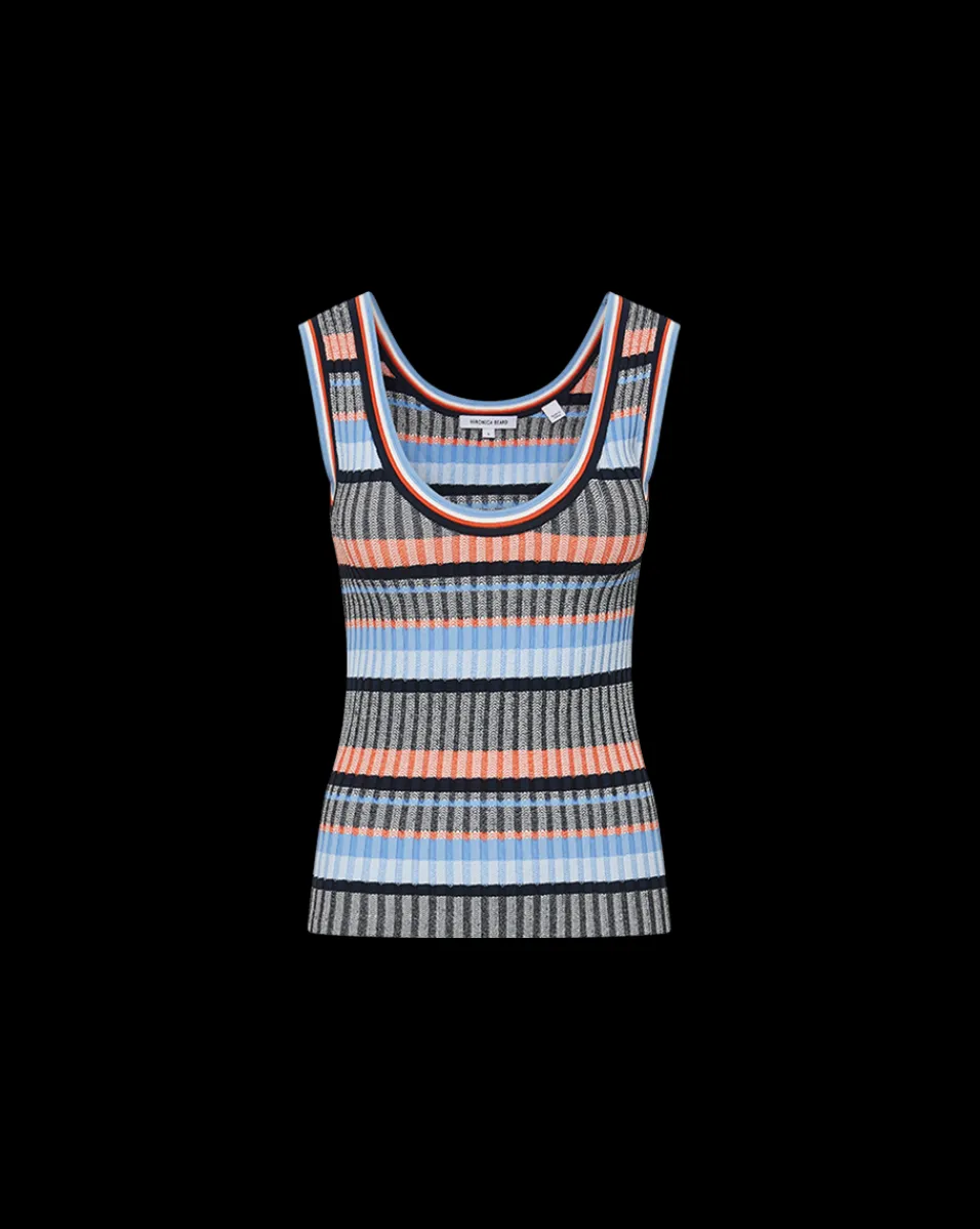 Sandra Ribbed Tank in Blue Multi>Veronica Beard Discount