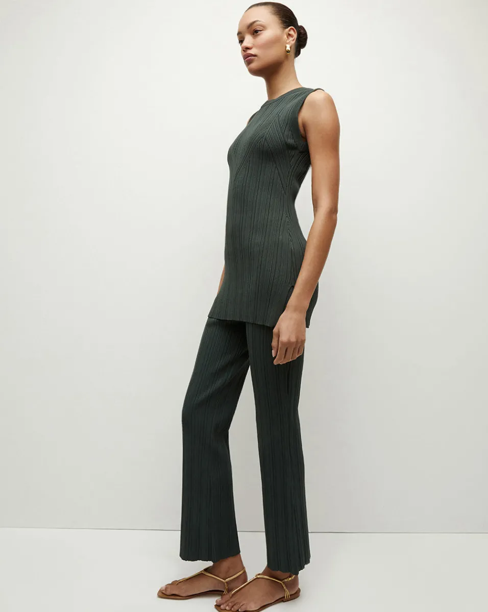 Semma Rib-Knit Tank in Forest Green>Veronica Beard New