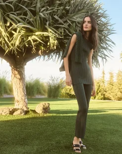 Semma Rib-Knit Tank in Forest Green><noscript><img width=