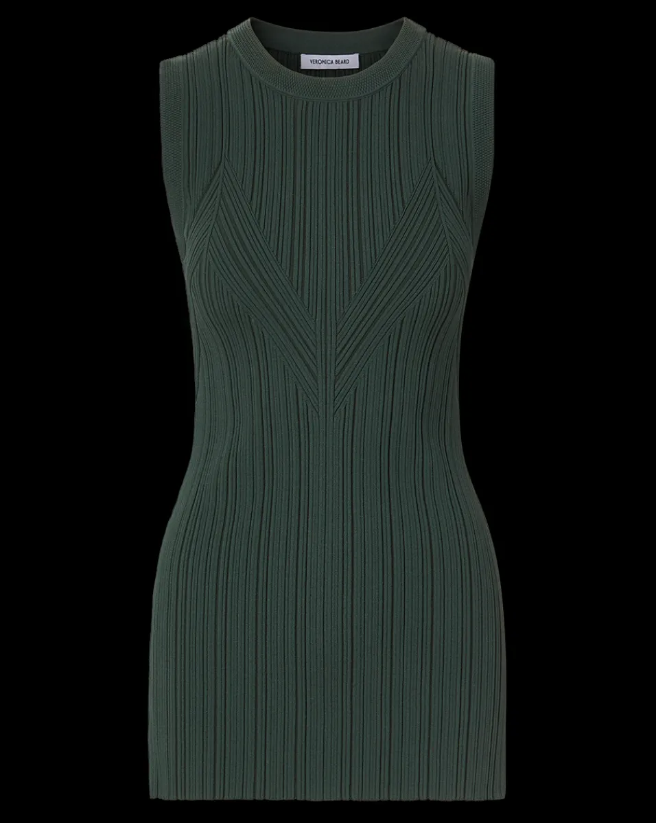 Semma Rib-Knit Tank in Forest Green>Veronica Beard New