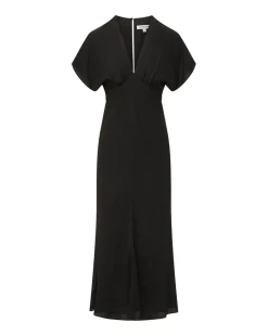 Seymour Short-Sleeve Silk Midi Dress><noscript><img width=