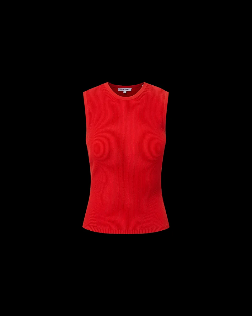 Sid Sleeveless Crew-Neck Pullover in Red>Veronica Beard Discount