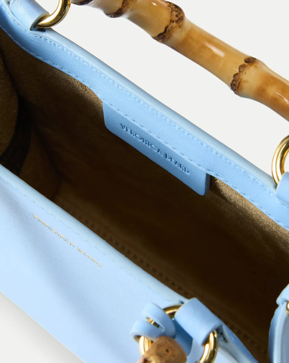 Small Bamboo-Handle Shopper Bag in Light Blue>Veronica Beard Clearance