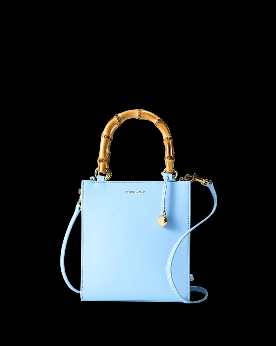 Small Bamboo-Handle Shopper Bag in Light Blue>Veronica Beard Clearance