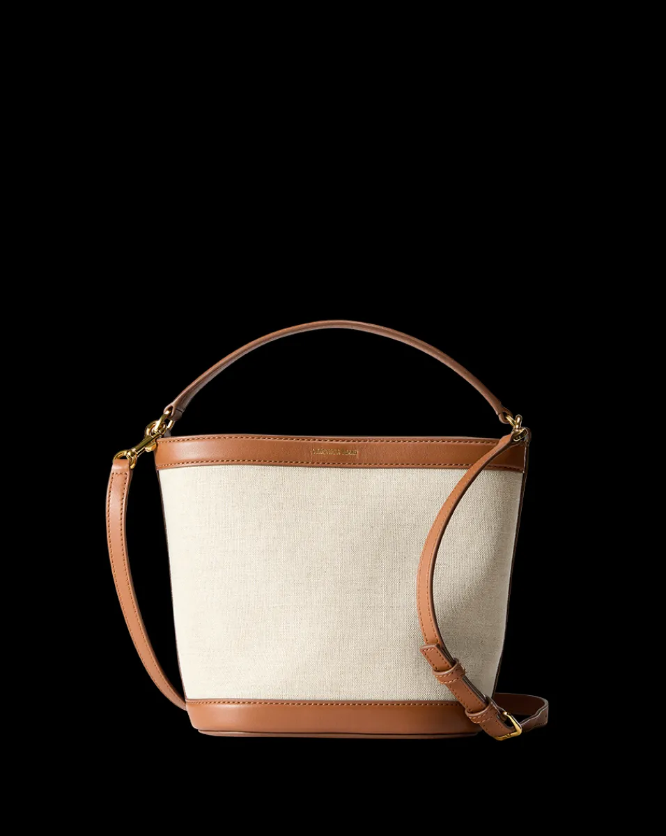 Small Canvas Feedbag in Cream Linen & Tan>Veronica Beard New
