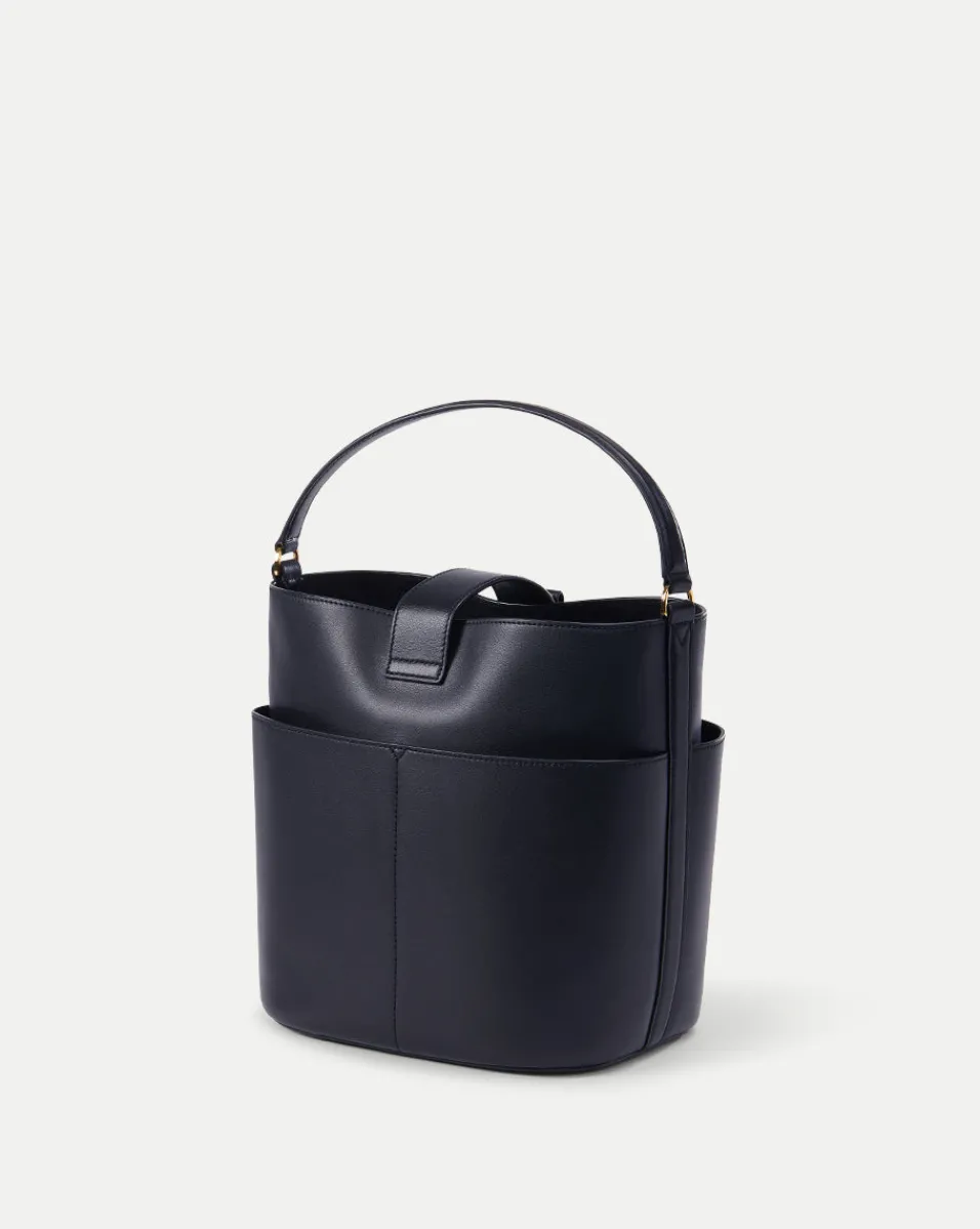 Small Crest Lock Bucket Bag in>Veronica Beard