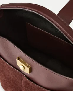 Small Crest Lock Suede Bucket Bag in><noscript><img width=
