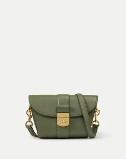 Small Crest Lock Trap Bag in Stone Army>Veronica Beard Clearance