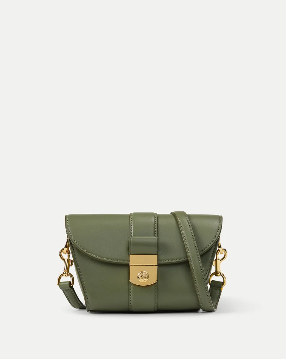 Small Crest Lock Trap Bag in Stone Army>Veronica Beard Clearance