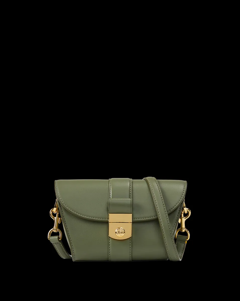 Small Crest Lock Trap Bag in Stone Army>Veronica Beard Clearance