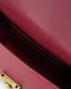 Small Crest Lock Trap Bag in Burgundy><noscript><img width=