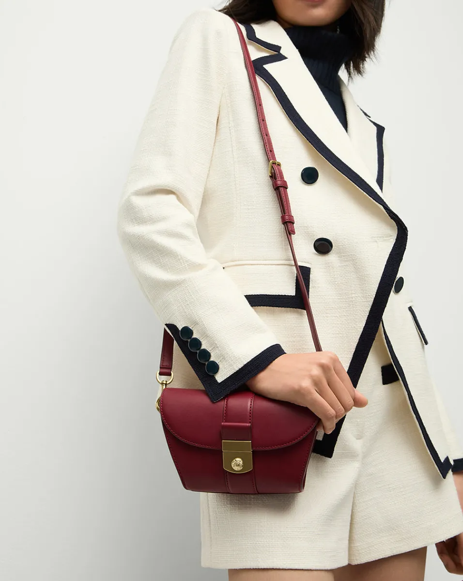 Small Crest Lock Trap Bag in Burgundy>Veronica Beard Online