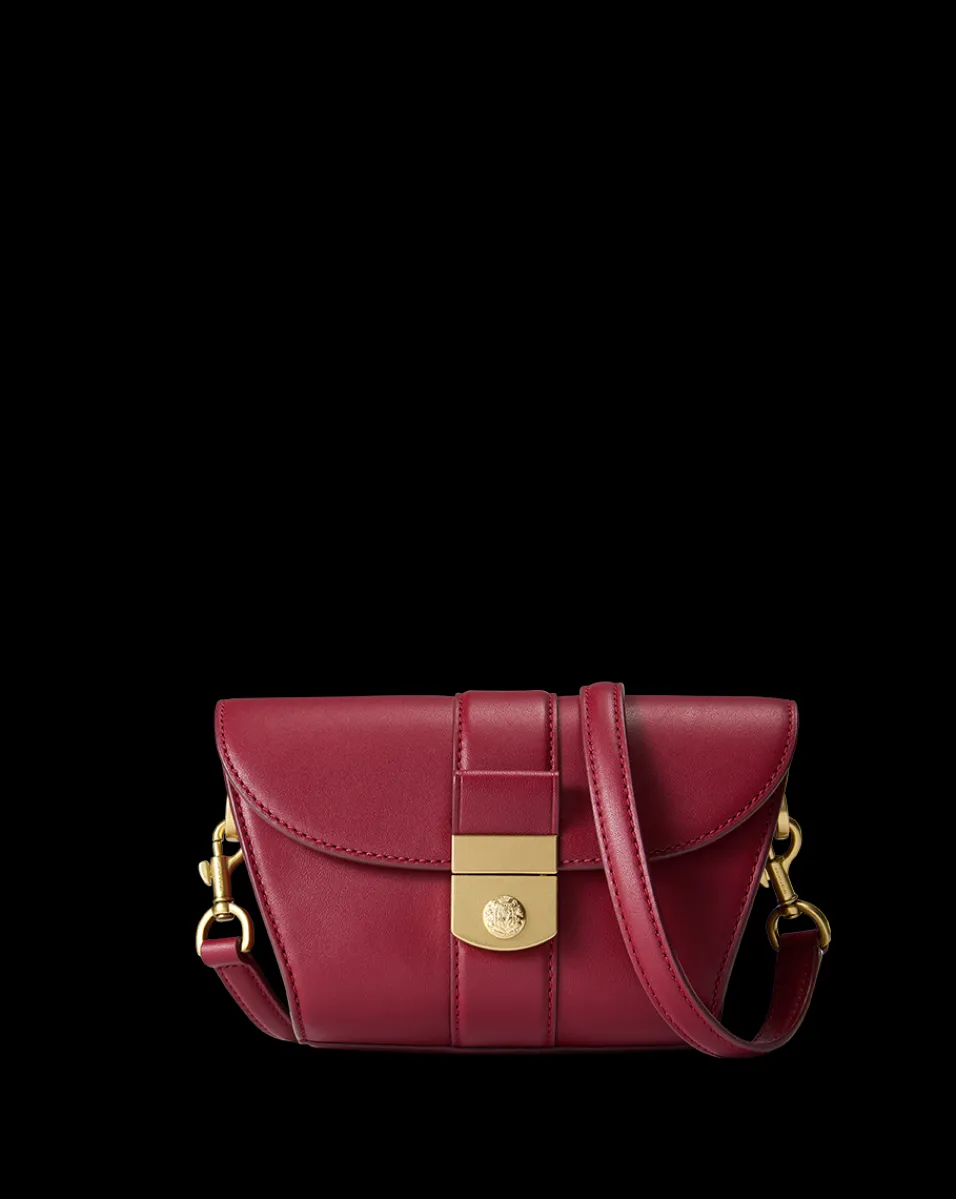 Small Crest Lock Trap Bag in Burgundy>Veronica Beard Online