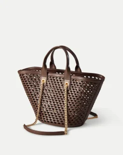 Small Crest Market Tote in Dark Brown><noscript><img width=