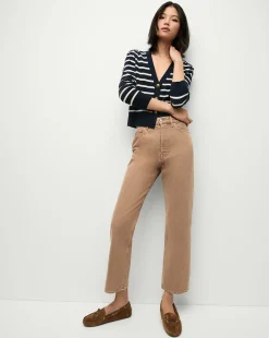 Solene Cashmere Striped Cardigan in Navy>Veronica Beard Best