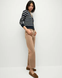 Solene Cashmere Striped Cardigan in Navy><noscript><img width=