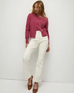 Solene Raspberry Cashmere Cardigan><noscript><img width=