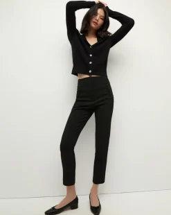 Solene Rhinestone-Button Cashmere Cardigan in Black><noscript><img width=