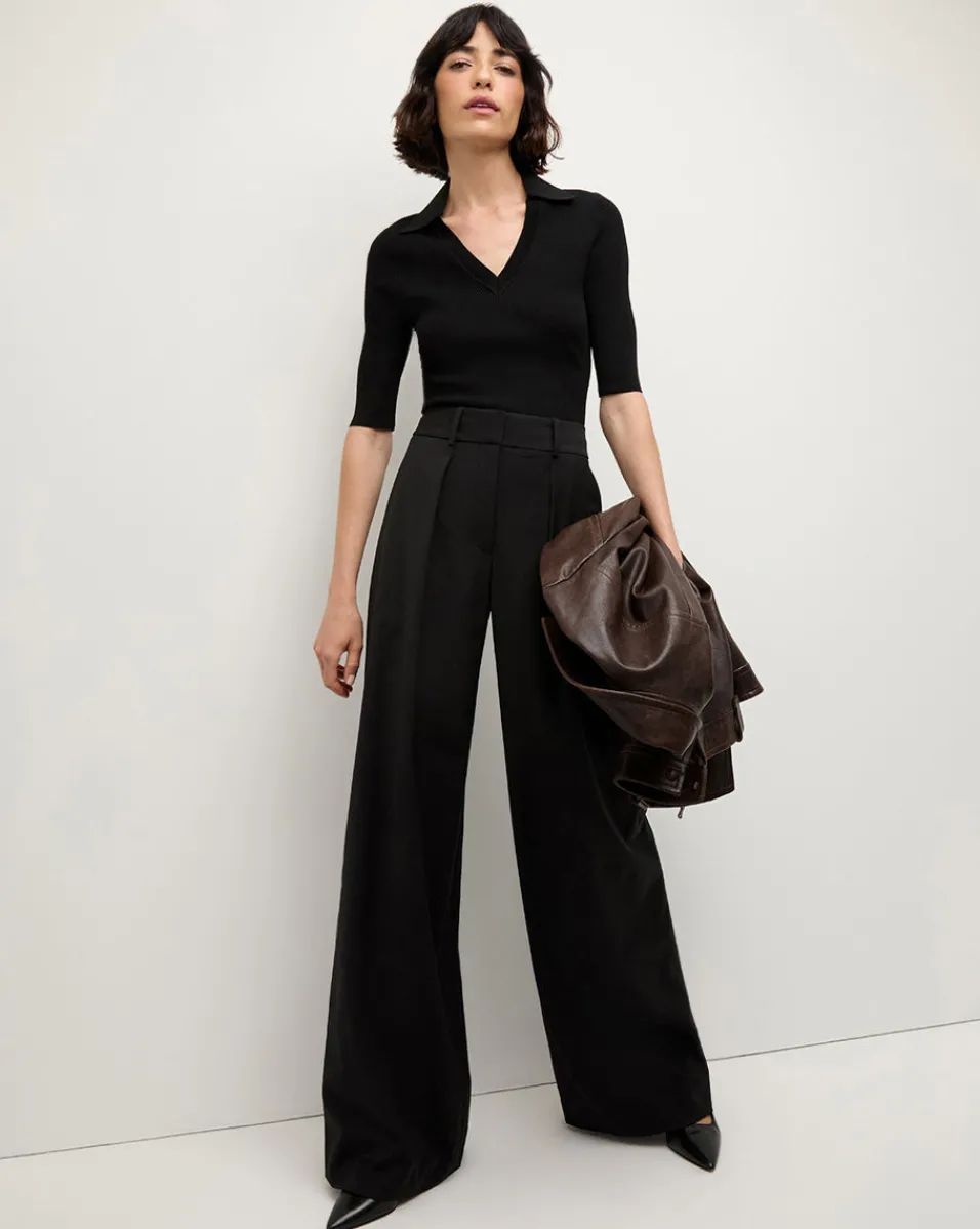 Sonia Wide Leg Tailored Pant in>Veronica Beard Hot