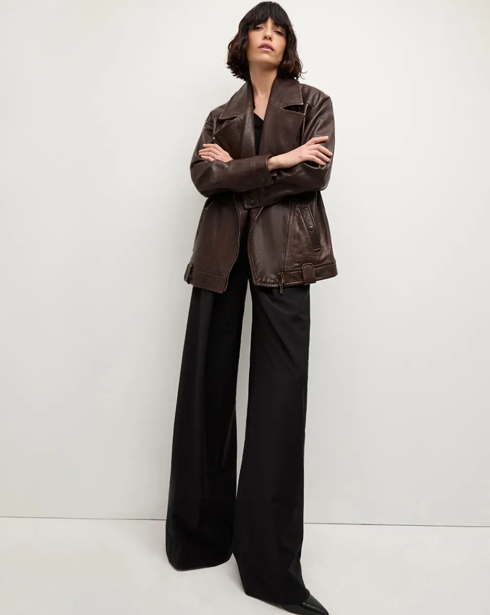 Sonia Wide Leg Tailored Pant in>Veronica Beard Hot