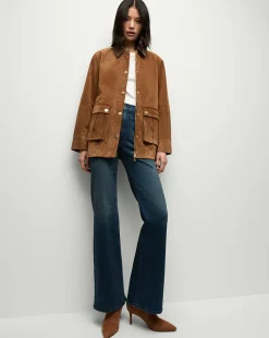 Suz Suede Dickey Chore Coat in Tan><noscript><img width=