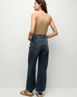 Taylor Cropped Wide-Leg Jeans in Dark Blue><noscript><img width=