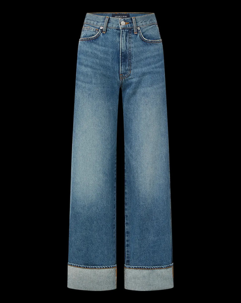 Taylor Cuffed Wide-Leg Jean | Medium Wash Blue Jeans>Veronica Beard New