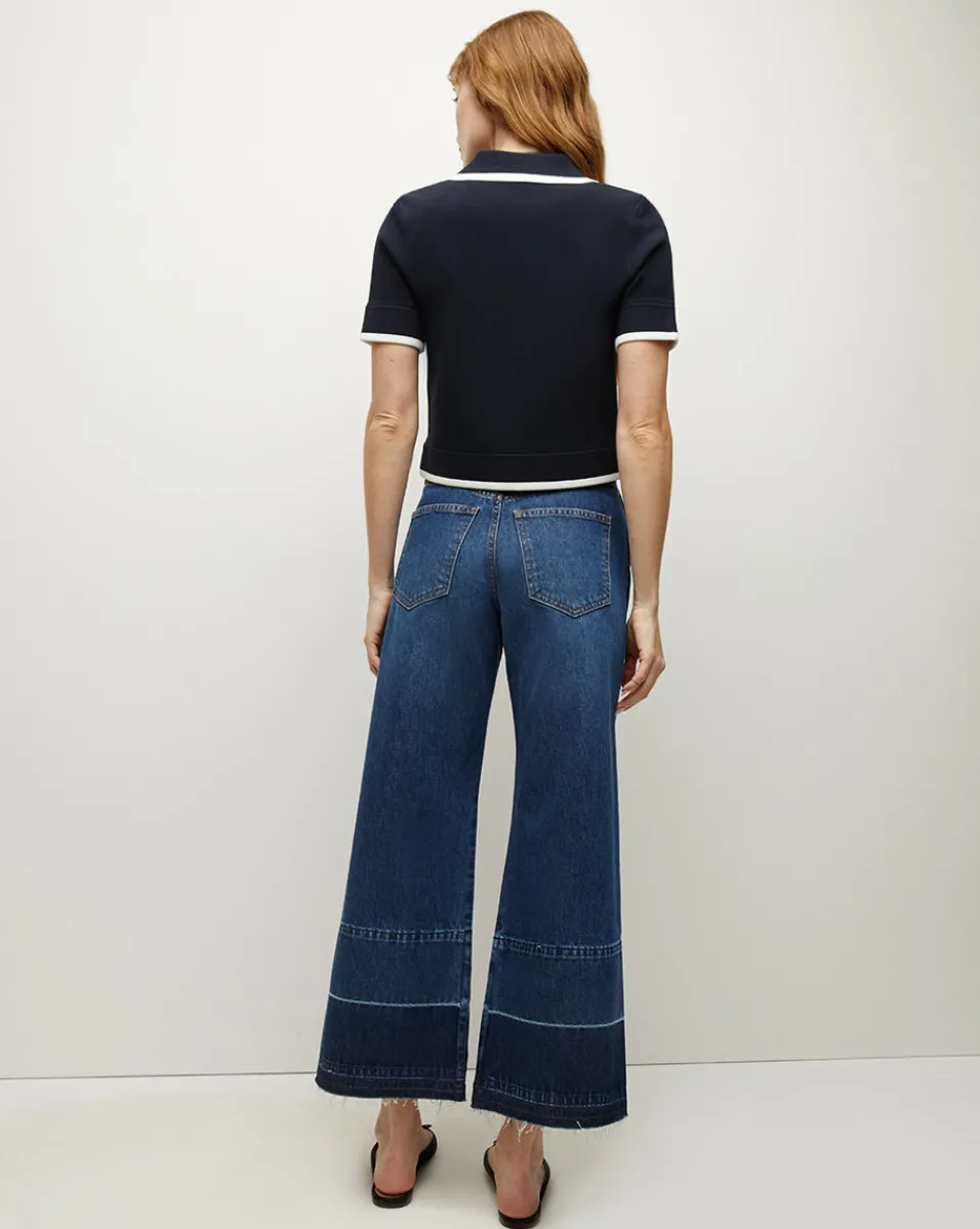 Taylor Released Hem Cropped Wide-Leg Jean in Bright Blue>Veronica Beard