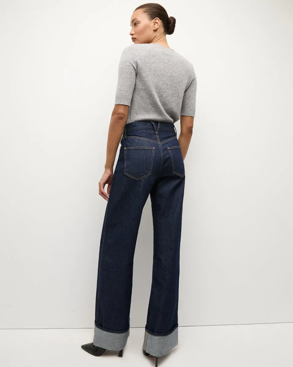 Taylor Wide-Leg Jean | Cuffed Jean in Dark Wash>Veronica Beard Sale