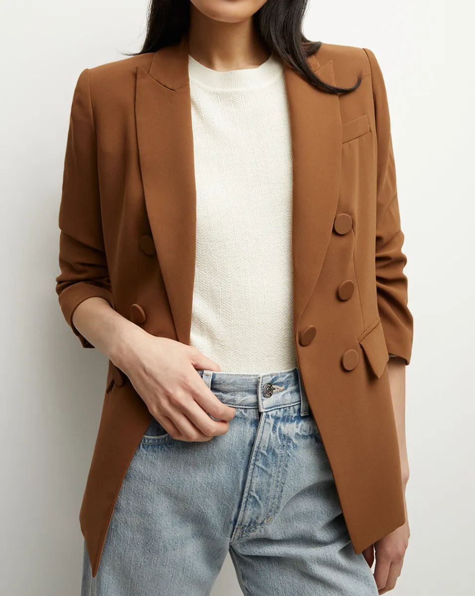 Tomi Matte Crepe Jacket in Deep Ochre>Veronica Beard