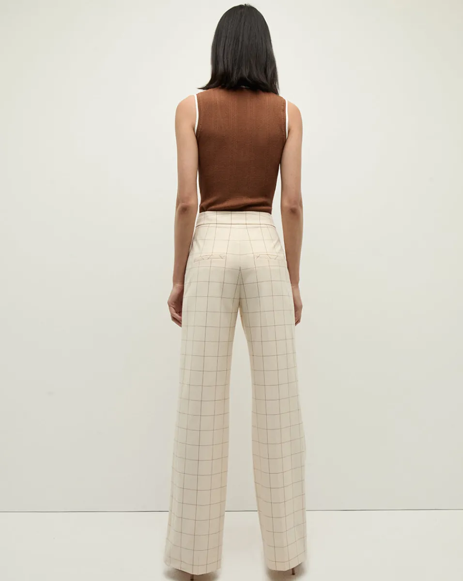 Tonelli Plaid Pant in Ecru/Deep Ochre>Veronica Beard Online