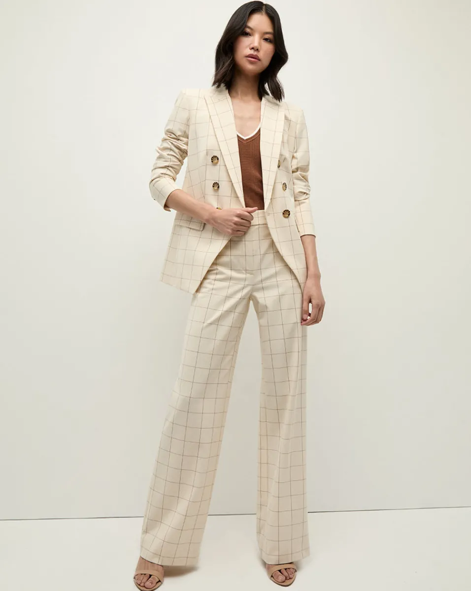 Tonelli Plaid Pant in Ecru/Deep Ochre>Veronica Beard Online