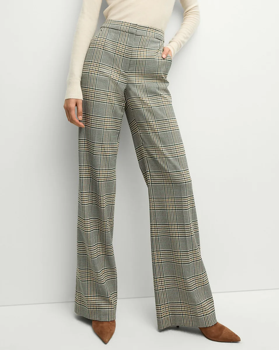 Tonelli Plaid Pant in Ecru/Green Multi>Veronica Beard Hot