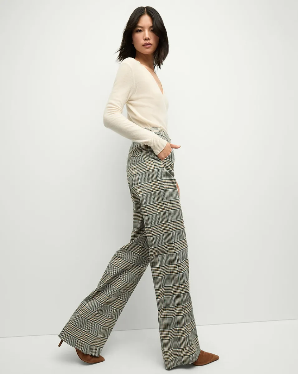Tonelli Plaid Pant in Ecru/Green Multi>Veronica Beard Hot