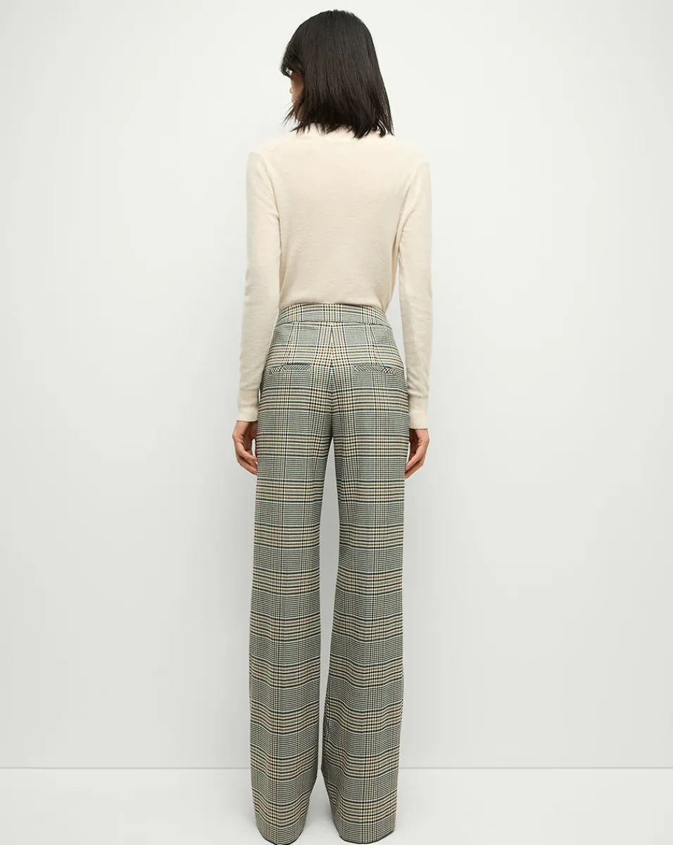 Tonelli Plaid Pant in Ecru/Green Multi>Veronica Beard Hot