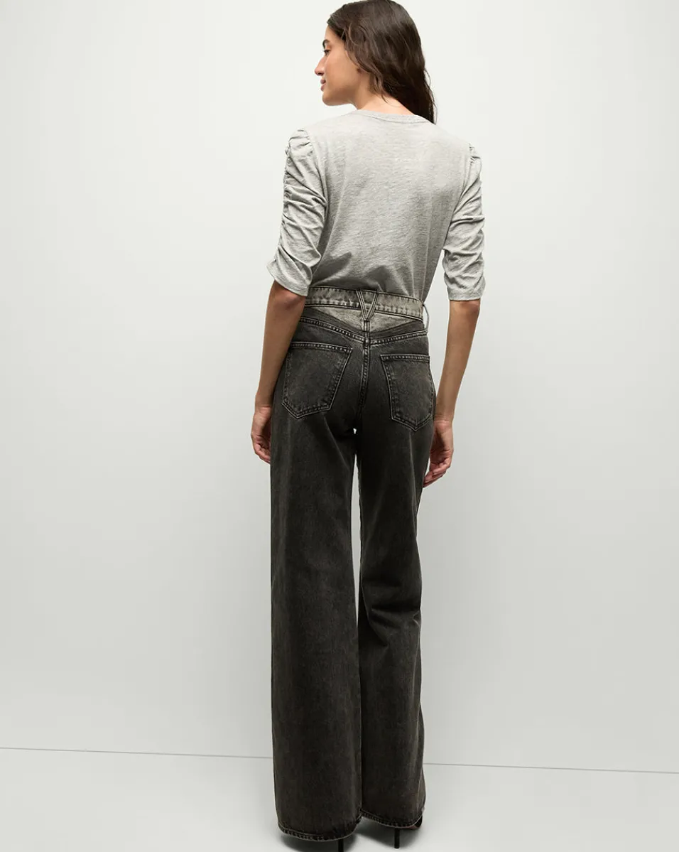 Waldorf Ruched-Sleeve Tee in Heather Grey>Veronica Beard Clearance