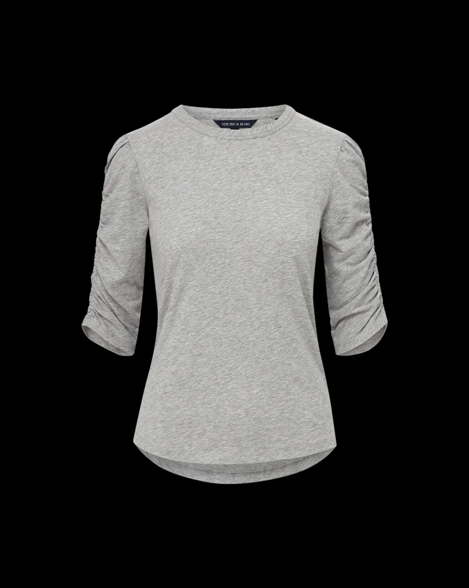 Waldorf Ruched-Sleeve Tee in Heather Grey>Veronica Beard Clearance